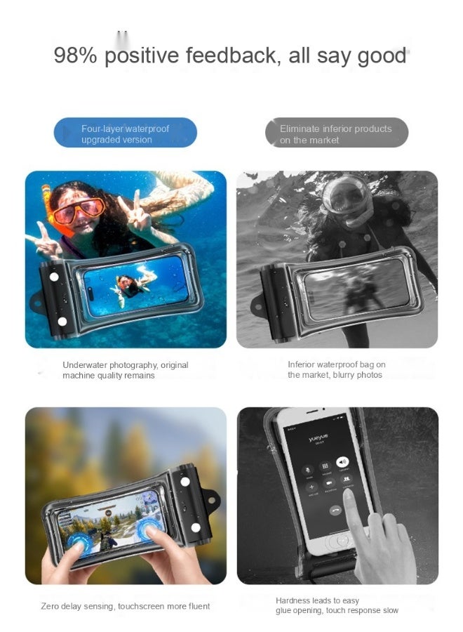 IP68 Dustproof Sandproof Waterproof Case for Large Phones 7.2 - iPhone 16/15/14/13/12 Pro Max, Galaxy S25/S24/S23/S22 Ultra,Redmi Note 13 Pro,Infinix HOT 40 Pro  - 2 Pack Clear Universal Pouch - Image 5