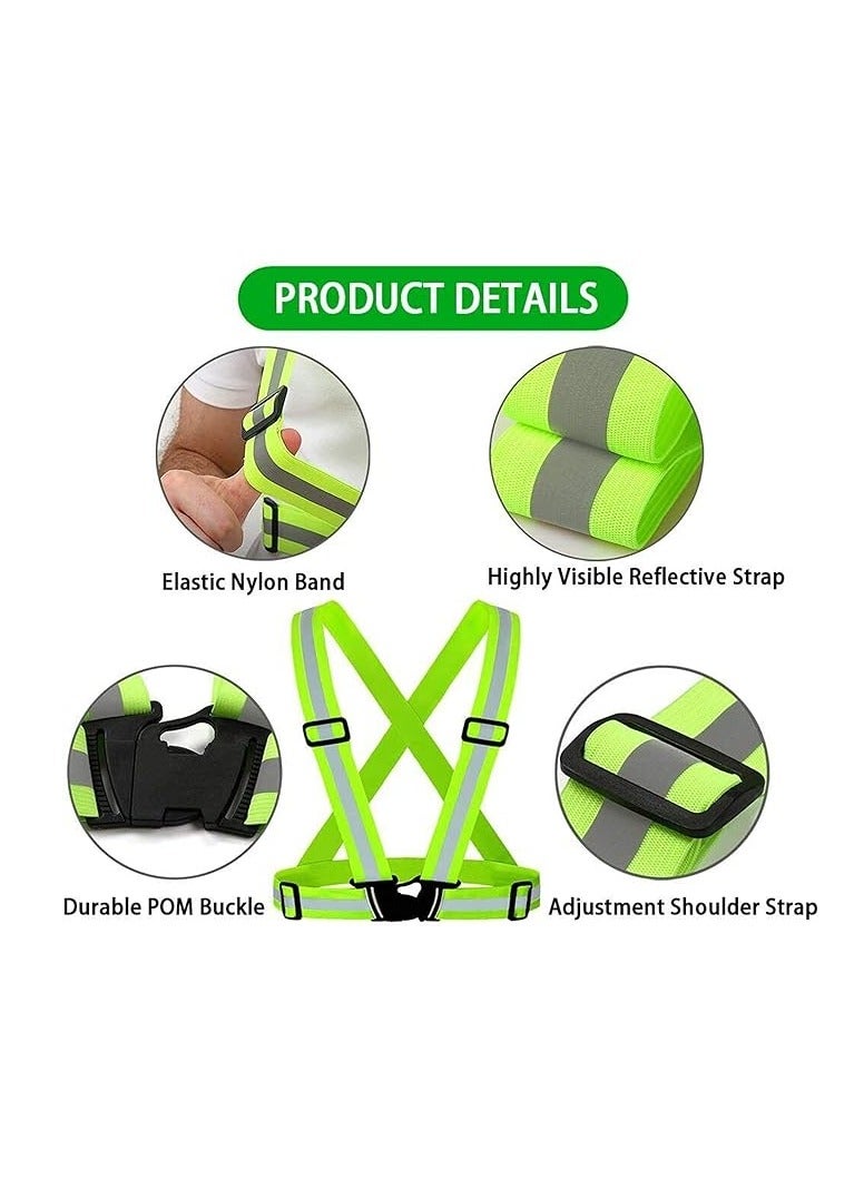 Generic 1 Piece Adjustable Reflective Visibility Elastic Safety Belt For Night Running Construction Traffic Warehouse Visibility Security Jacket Reflective Strips Gear (Green) - Image 4