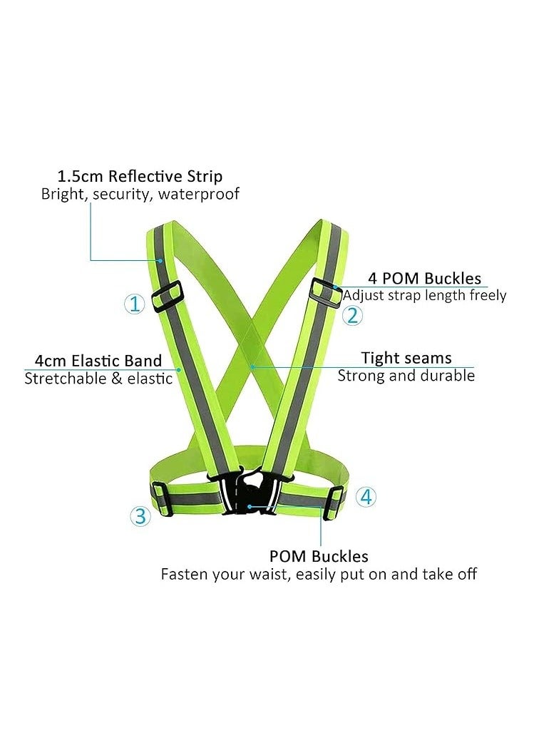Generic 1 Piece Adjustable Reflective Visibility Elastic Safety Belt For Night Running Construction Traffic Warehouse Visibility Security Jacket Reflective Strips Gear (Green) - Image 3