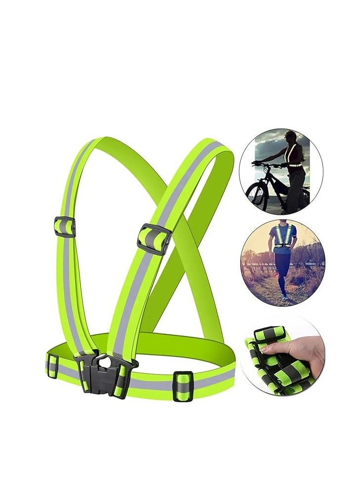Generic 1 Piece Adjustable Reflective Visibility Elastic Safety Belt For Night Running Construction Traffic Warehouse Visibility Security Jacket Reflective Strips Gear (Green) - Image 2