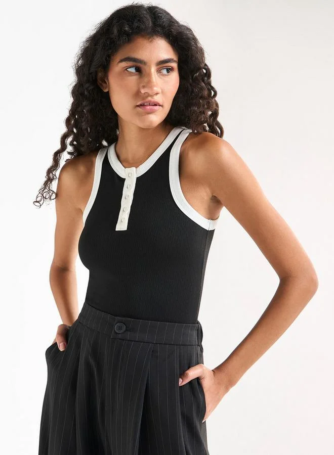 Splash FAV Textured Tank Top with Crew Neck and Racerback