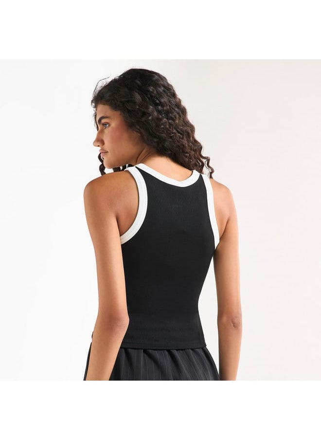 FAV Textured Tank Top with Crew Neck and Racerback  - Image 3