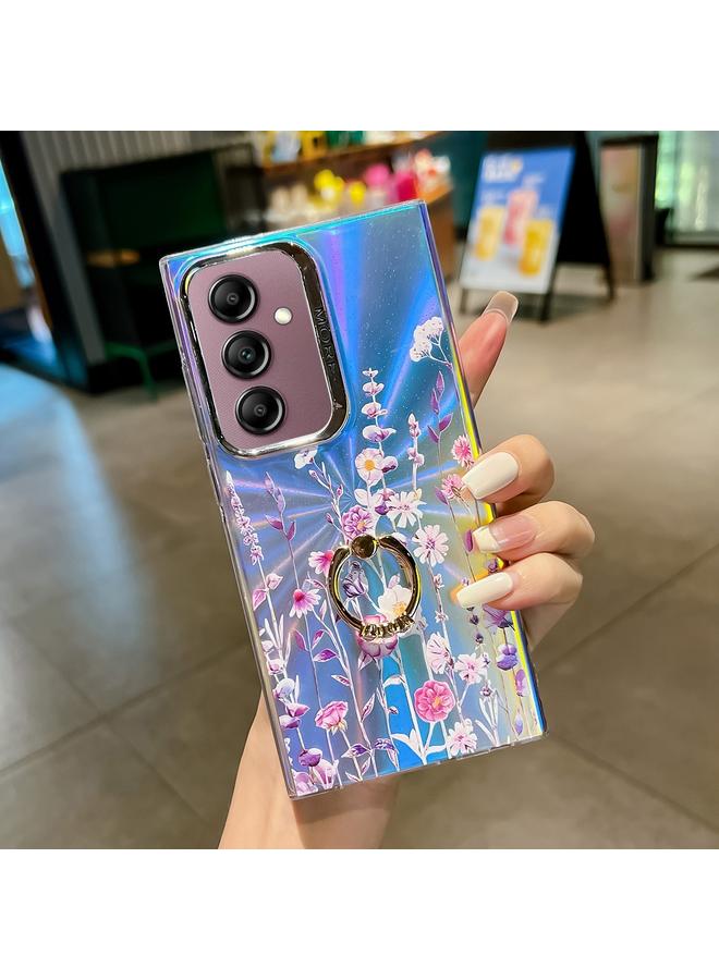 اس-توب جراب لهاتف Samsung Galaxy A14 5G مزود بحلقة زهرة مطلية بالكهرباء بالليزر مع حامل من مادة TPU - Image 1