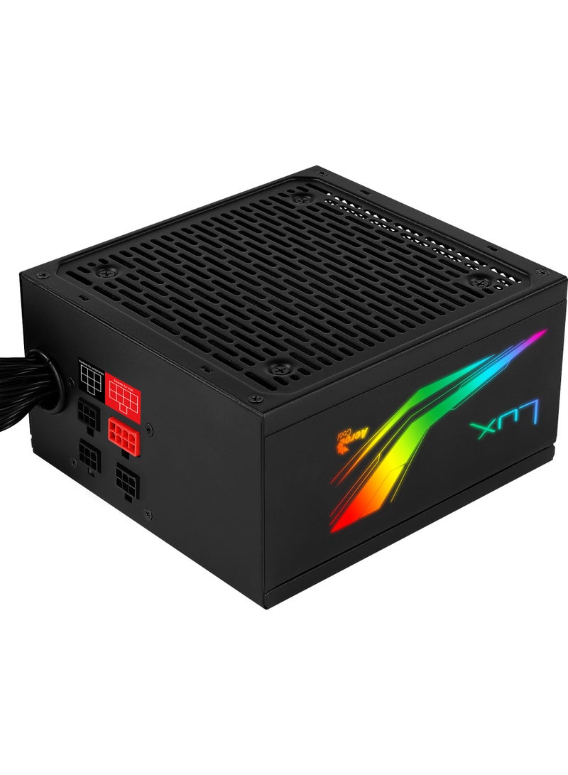 AeroCool LUX RGB 750W Power Supply Unit, 80Plus Bronze Certified, 13 preset lighting effects, Compatible with Addressable RGB using +5V Addressable RGB connector - Image 2