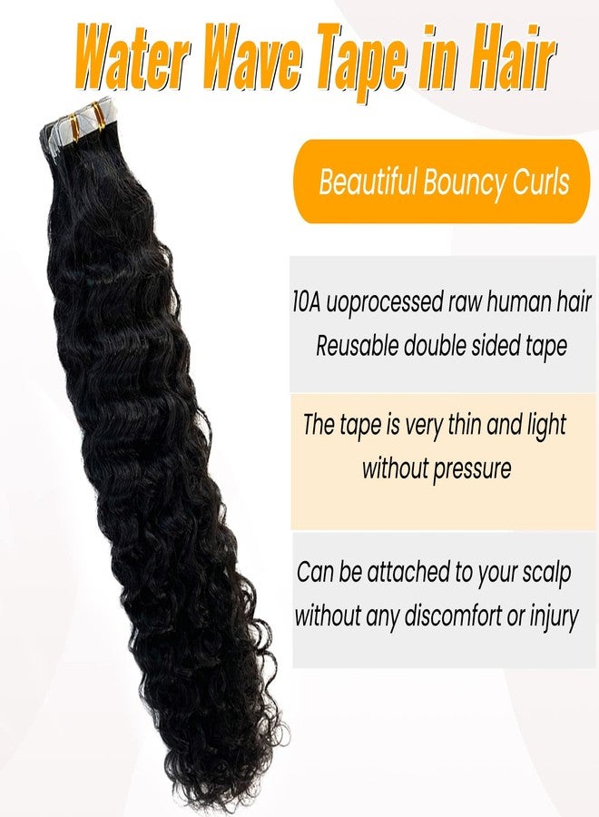 Valiilo Natural Wavy Tape in Hair Extensions Real Human Hair Water Wave Tape in Extensions Black Women, Double Sided Glue in Remy Hair Extensions Unprocessed Virgin Human Hair Bundles 20pcs 50g 18inch - Image 3