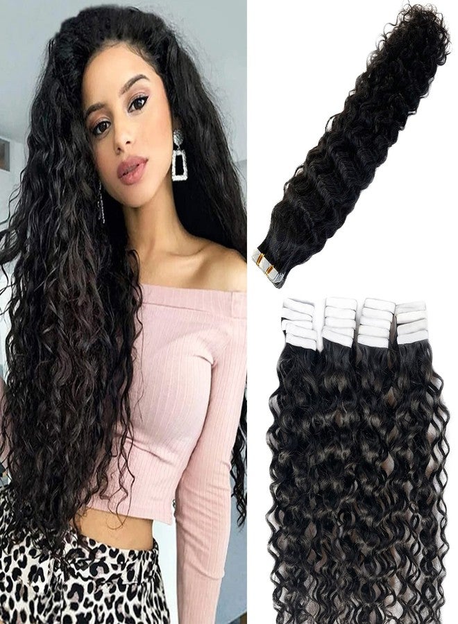 Valiilo Natural Wavy Tape in Hair Extensions Real Human Hair Water Wave Tape in Extensions Black Women, Double Sided Glue in Remy Hair Extensions Unprocessed Virgin Human Hair Bundles 20pcs 50g 18inch - Image 1