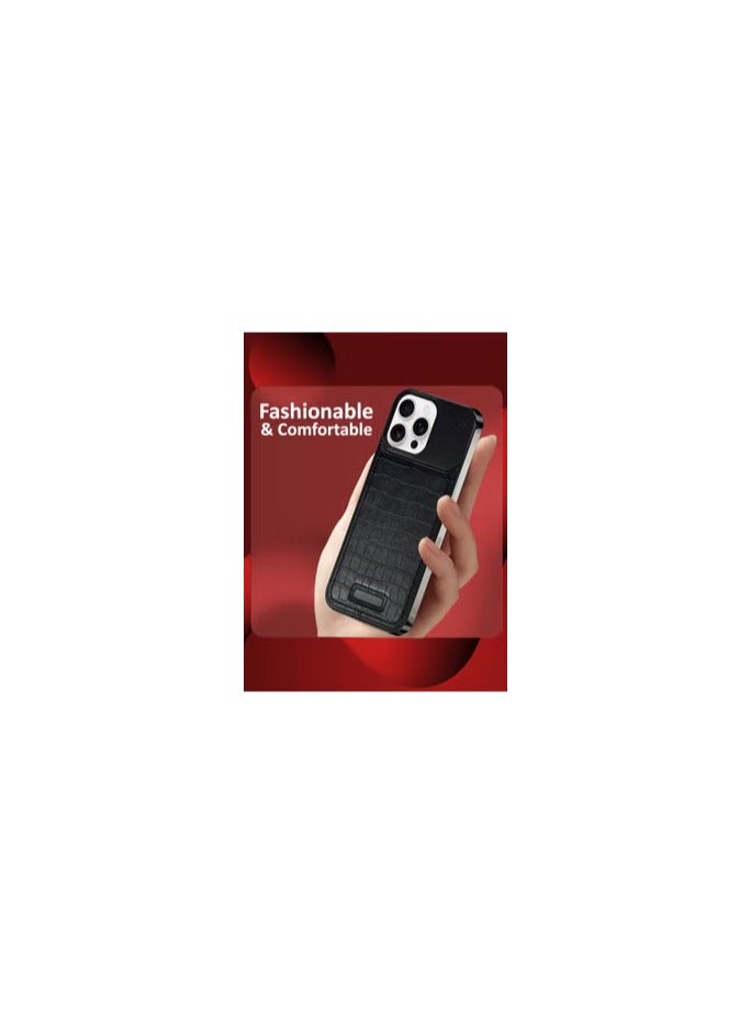 CATANES iPhone 16 Pro Max Case Leather Metal Design, Slim Lightweight Minimalist Cover - Image 2