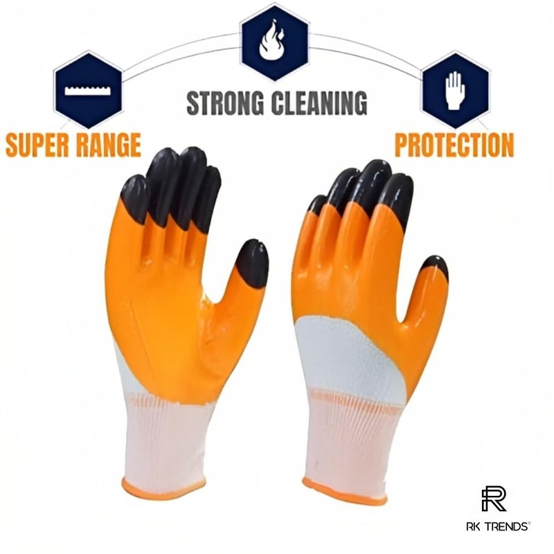 R&P RP Heavy Duty Reusable Hand Gloves for Garden Agriculture Industrial Farming work Men Women Pack of 5 Pairs Orange NitrileNylonVinyl - Image 4