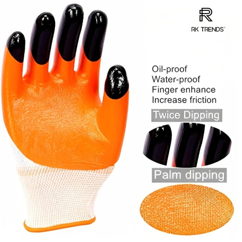 R&P RP Heavy Duty Reusable Hand Gloves for Garden Agriculture Industrial Farming work Men Women Pack of 5 Pairs Orange NitrileNylonVinyl - Image 5