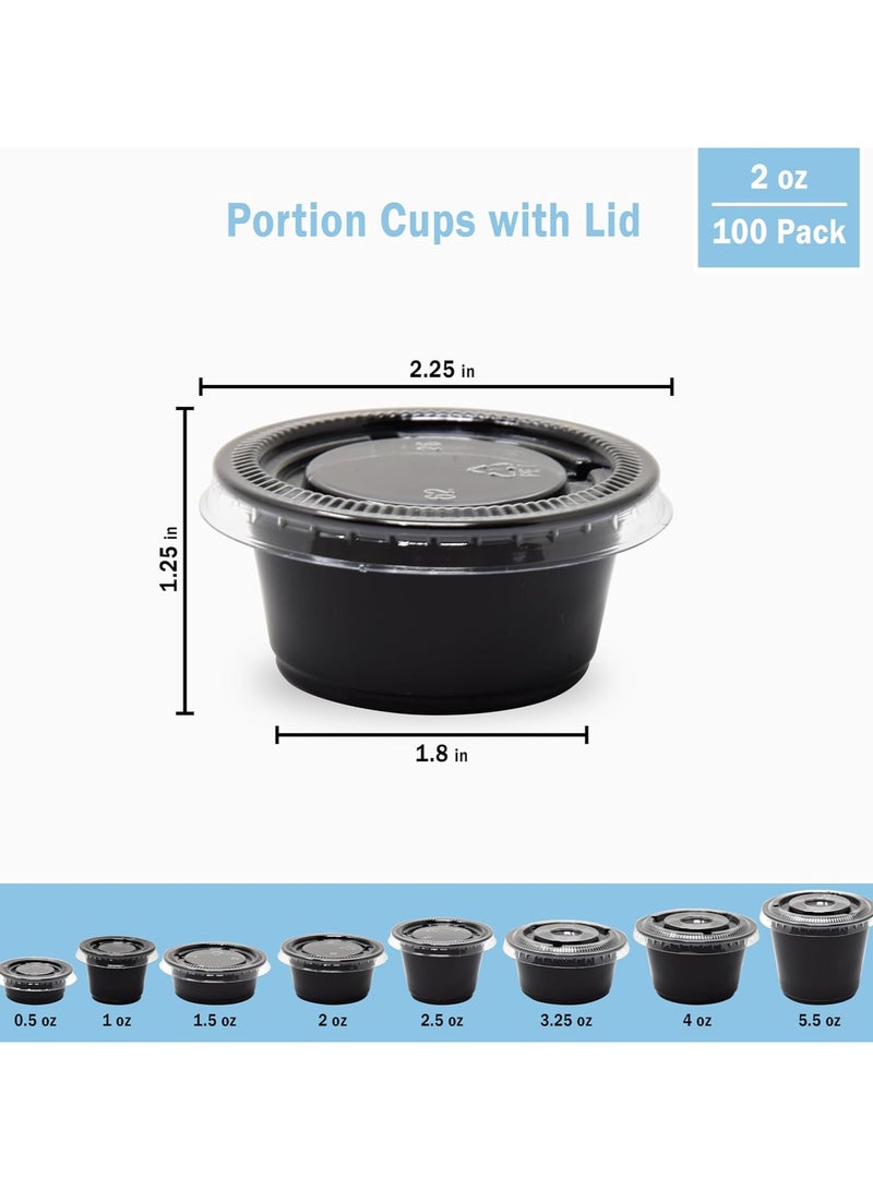 10 Sets Black Jello Shot Cups Condiment Containers with Lids | Sauce Cups, Portion Cups, Dressing Container | Small Plastic Containers with Lids| Salad Dressing Container To Go  - Image 4
