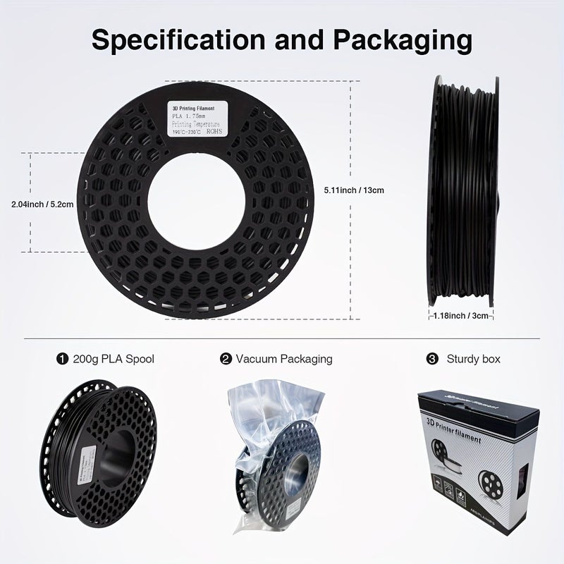 PLA 3D Printer Filament 1 75mm White 200G Small Spool Dimensional Accuracy Plus Minus 0 02mm Fits Most 3D Printers - Image 2