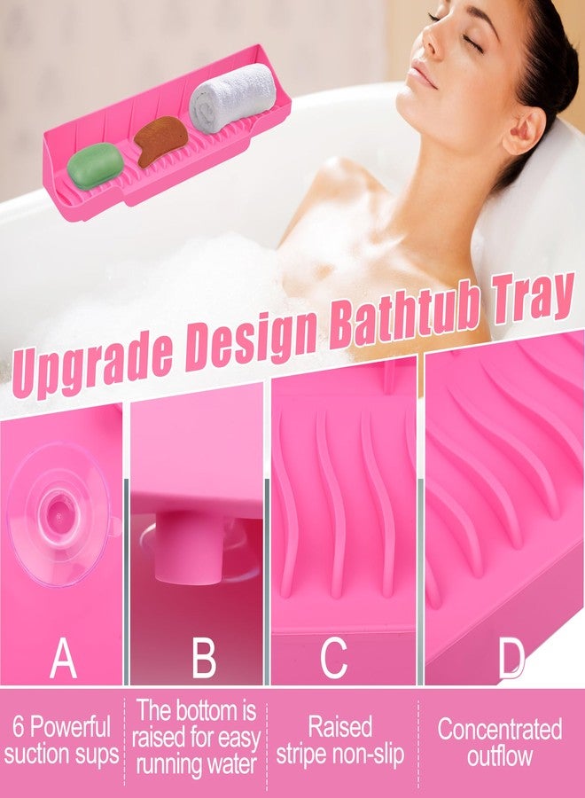 Pletpet Upgrade Bathtub Splash Guard for Tub 16" x 3.5", Pletpet Silicone Splash Guard for Kids with 6 Suction Blue Cups Toy Tray Caddy Play Shelf for Kids, Bathtub Side Splash (Pink) - Image 4