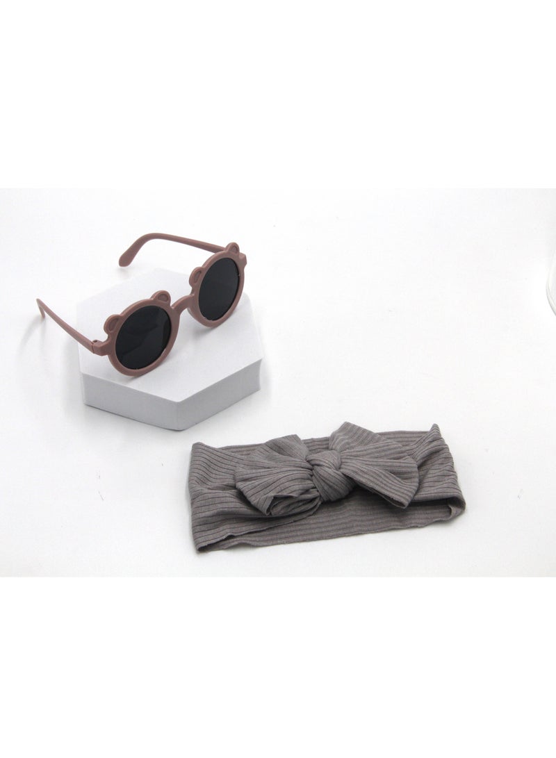 دىدانيالا مجموعة نظارات وربطة رأس ليلى للأطفال والبنات - رمادي