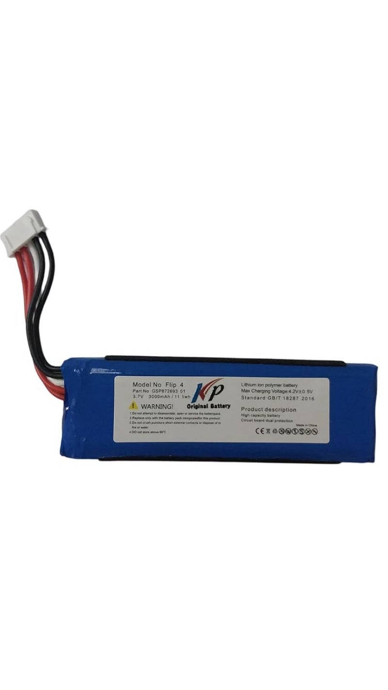 KP Original Battery بطارية KP الأصلية لـ Flip 4، موديل GSP872693 01، 3.7V 3000mAh، ليثيوم بوليمر - Image 1