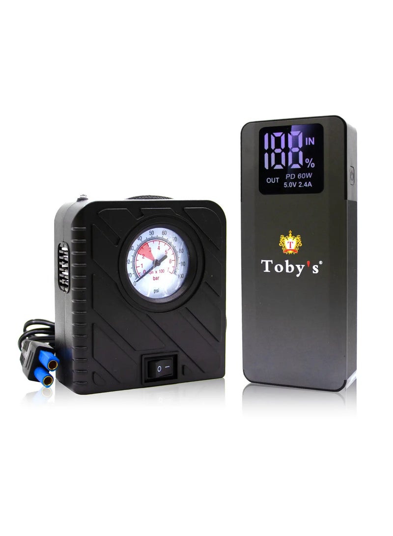 Toby's Jump Starter With Compressor For Cars 16000mAh And 59.2WH Power Bank For Electronic Devices  - Image 1