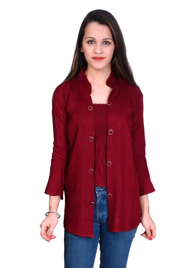 SNIFFY Casual Rayon top for Kids Comfortable for You(TP-705-MAROON-12-13y) - Image 1