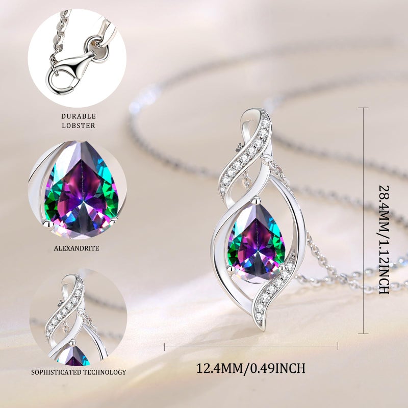 FANCIME June Birthstone Necklace for Women Alexandrite Teardrop Necklace Sterling Silver Infinity Love Birthday Gifts for Mom Women, 16"+2" Inches - Image 2
