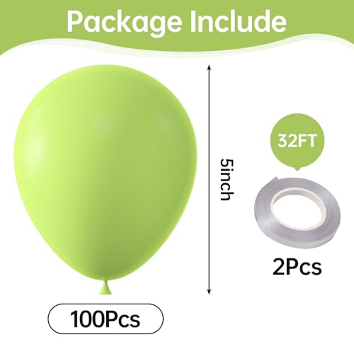 KALOR Lime Green Balloons100 Pcs 5 Inch Mini Matte Latex Balloons for Balloon Garland Arch Birthday Decoration Wedding Party Baby Shower Decorations - Image 5