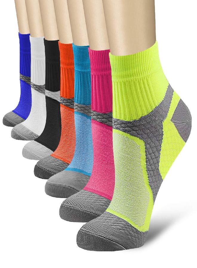 QUXIANG QUXIANG Compression Socks for Women & Men Circulation (3/6/7 Pairs) Arch Support Low Cut Ankle Compression 15-20 mmHg is Best for Running Gym, Sports, Support, Flight Travel, Cycling (Multi 02,L/XL)  - Image 4