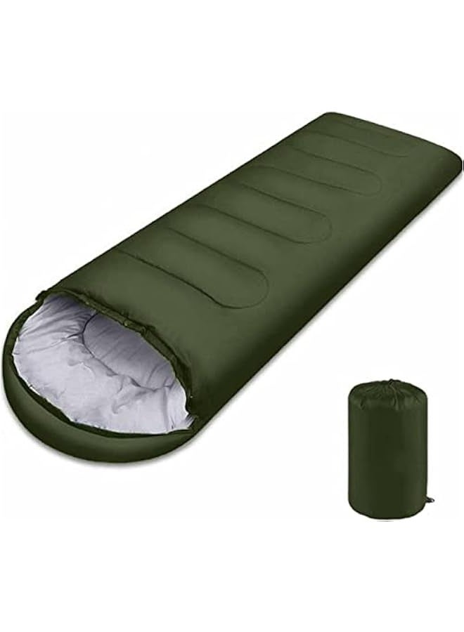 Sleeping Bag,180CM bag length, cap is 30CM long Outdoor camping summer camping sleeping bag lunch 700g envelope hooded sleeping bag Blue and Green (Green) - Image 1