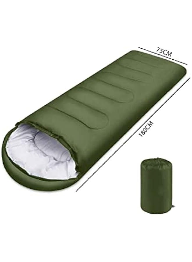 Sleeping Bag,180CM bag length, cap is 30CM long Outdoor camping summer camping sleeping bag lunch 700g envelope hooded sleeping bag Blue and Green (Green) - Image 2