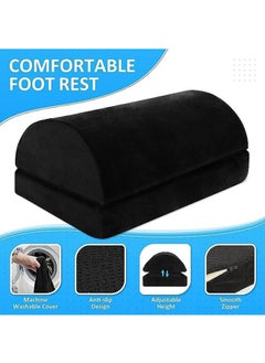 Hihonor Foot Rest for Under Desk at Work, Adjustable Heights Memory Foam Foot Rest with Washable Cover, Ergonomic Design Comfortable Footrest for Car,Home and Office to Relieve Back,Knee Pain (Black)  - Image 3