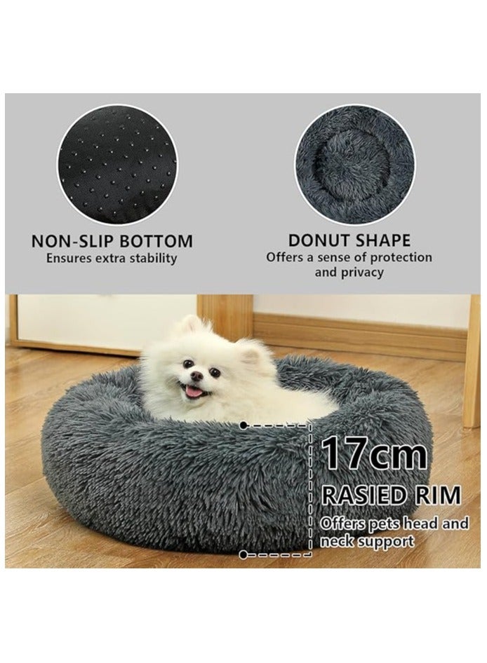 مورو مورو سرير كلاب مخملي تقويمي مع فراء ناعم وقاعدة بلاستيكية - عش مريح وقابل للغسل للحيوانات الأليفة - Image 2