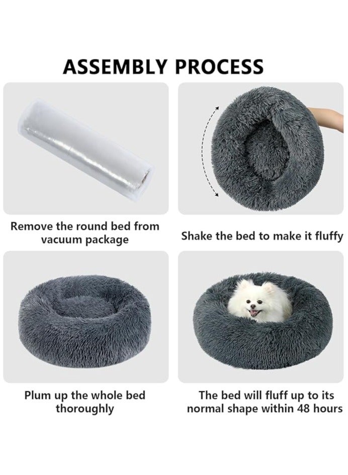 مورو مورو سرير كلاب مخملي تقويمي مع فراء ناعم وقاعدة بلاستيكية - عش مريح وقابل للغسل للحيوانات الأليفة - Image 3