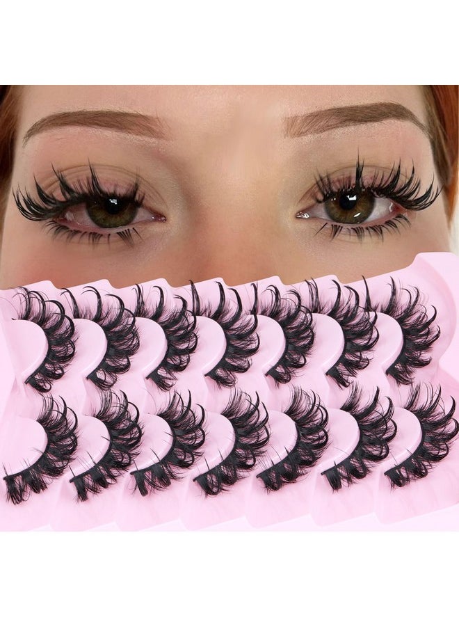 ALICROWN HAIR Lashes Wispy False Eyelashes Natural Fairy Fake Eyelashes Cat Eye Lashes Mink Long Strip Eyelashes Doll Manga Lashes 7 Pairs C Curl Lashes Pack By Alicrown  - Image 1