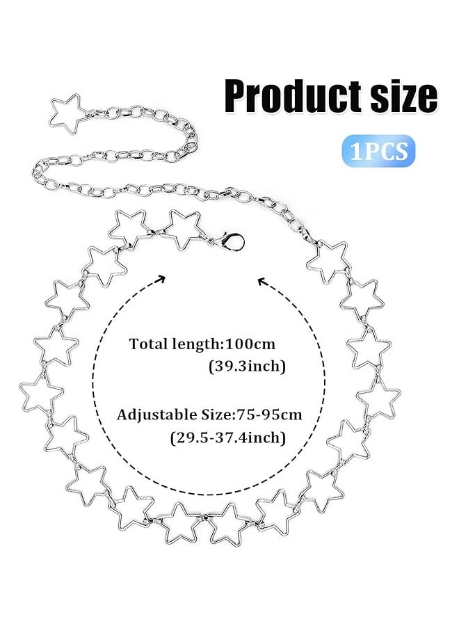 Silver Star Waist Chain Belt Adjustable Trendy Plus Size Belt Chain For Dresses Skirts Jeans Women Girls Ladies - Image 2