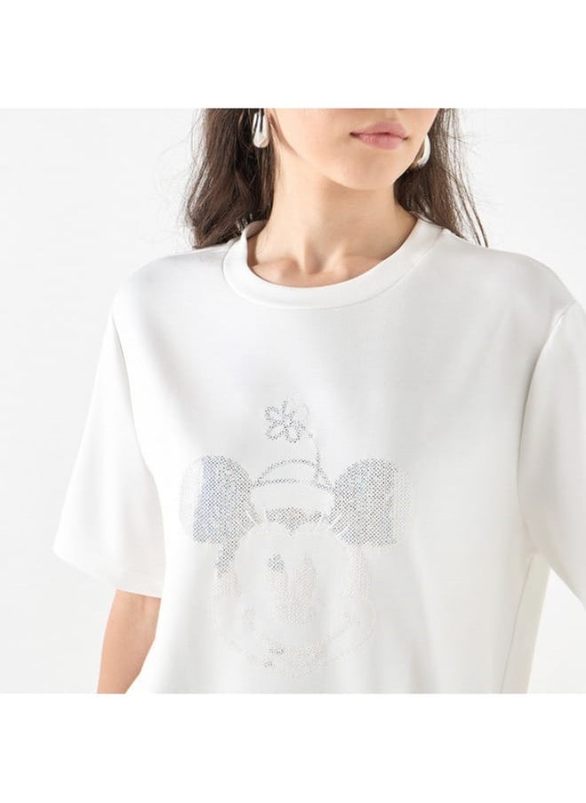 SP Characters Mickey Mouse Print Crew Neck T-shirt with Short Sleeves  - Image 3
