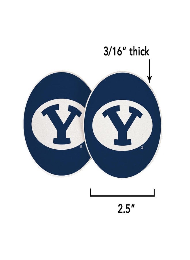 ديزرت كاكتوس مجموعة قواعد أكواب سيارة من الحجر الرملي الماص، تحمل شعار جامعة بريغام يونغ (التصميم أ)، على شكل صبار صحراوي. - Image 2