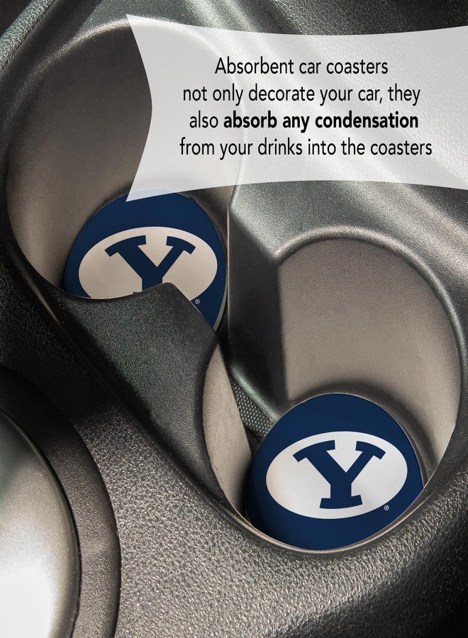 ديزرت كاكتوس مجموعة قواعد أكواب سيارة من الحجر الرملي الماص، تحمل شعار جامعة بريغام يونغ (التصميم أ)، على شكل صبار صحراوي. - Image 5