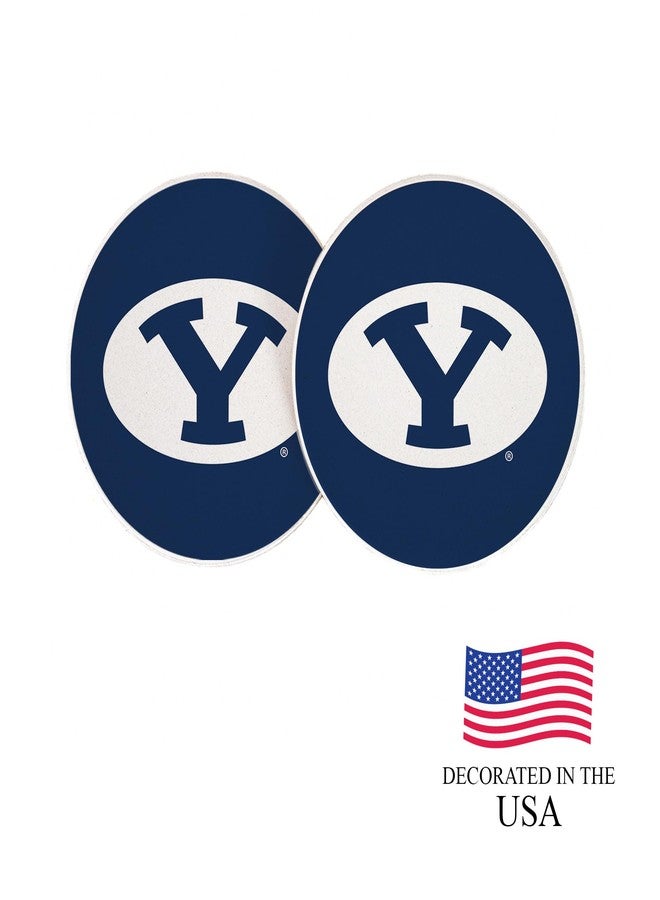 ديزرت كاكتوس مجموعة قواعد أكواب سيارة من الحجر الرملي الماص، تحمل شعار جامعة بريغام يونغ (التصميم أ)، على شكل صبار صحراوي. - Image 4