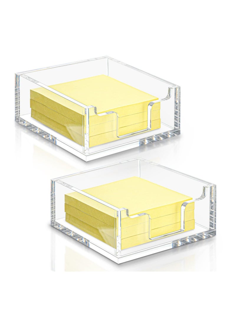 SYOSI Acrylic Sticky Note Holder, Clear Acrylic Sticky Note Holder Sticky Notes Dispenser for Office Home Office Accessories for Office Desk (2 Pcs) - Image 1