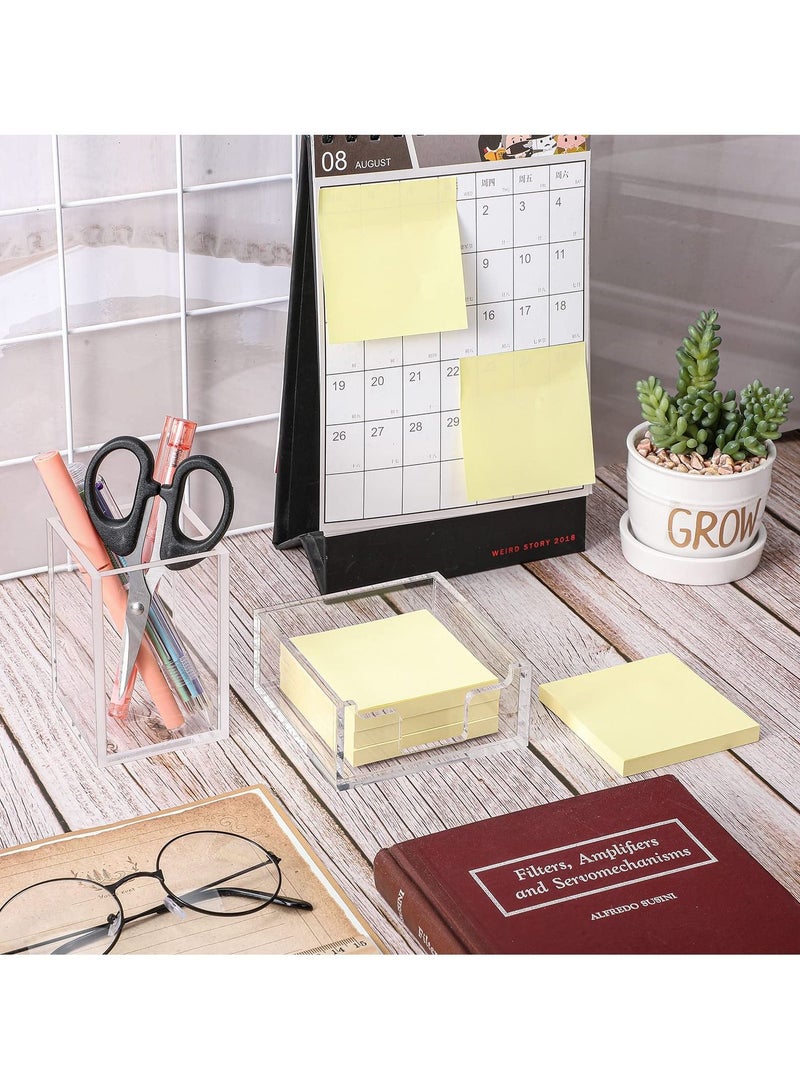 SYOSI Acrylic Sticky Note Holder, Clear Acrylic Sticky Note Holder Sticky Notes Dispenser for Office Home Office Accessories for Office Desk (2 Pcs) - Image 3