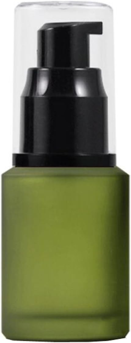VASANA 1PCS 60ml/2oz Empty Refill Frosted Green Glass Cream Lotion Pump Bottle Cosmetic Makeup Emulsion Toiletries Liquid Storage Holder Travel Packing Container With Clear Dust Cap (60ml Green)