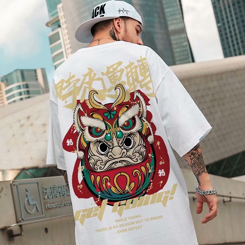 European and American High Street Hip Hop Trendy Short Sleeve T-shirt Men's Summer Loose National Fashion Street Fashion Brand oversize Half Sleeve Fashion - Image 4