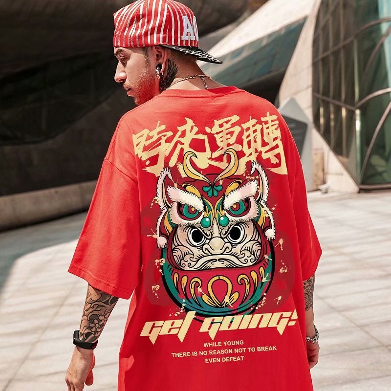 European and American High Street Hip Hop Trendy Short Sleeve T-shirt Men's Summer Loose National Fashion Street Fashion Brand oversize Half Sleeve Fashion - Image 3
