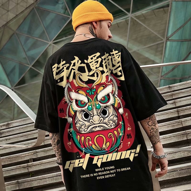 European and American High Street Hip Hop Trendy Short Sleeve T-shirt Men's Summer Loose National Fashion Street Fashion Brand oversize Half Sleeve Fashion - Image 1