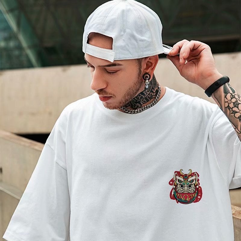 European and American High Street Hip Hop Trendy Short Sleeve T-shirt Men's Summer Loose National Fashion Street Fashion Brand oversize Half Sleeve Fashion - Image 5
