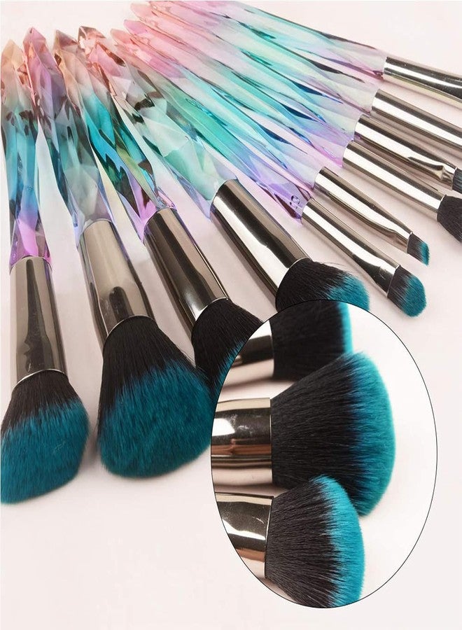 Dwariyan SPARKAN Makeup Brushes Crystal Handle Set (10 Pcs) | Colorful Diamond Professional Cosmetic Brush Kit | Kabuki, Concealer, Face Powder, Eye Shadow | Blue Unicorn Brush Set for Makeup - Image 4