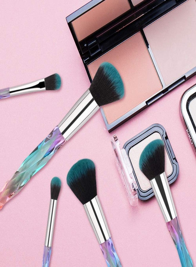 Dwariyan SPARKAN Makeup Brushes Crystal Handle Set (10 Pcs) | Colorful Diamond Professional Cosmetic Brush Kit | Kabuki, Concealer, Face Powder, Eye Shadow | Blue Unicorn Brush Set for Makeup - Image 5