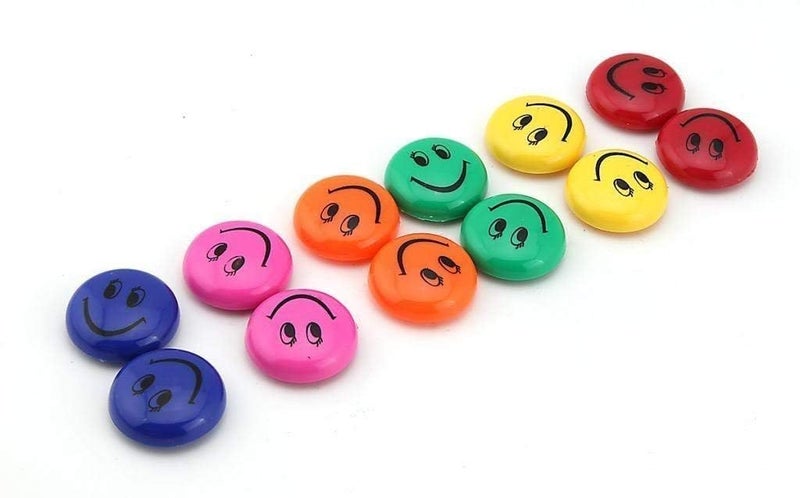 AmigozZ Multicolour, Set of 12 pcs Plastic Round Cartoon Emoji Smile Smiley Face Fridge Magnets(Size 30MM) - Image 3