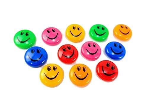 AmigozZ Multicolour, Set of 12 pcs Plastic Round Cartoon Emoji Smile Smiley Face Fridge Magnets(Size 30MM) - Image 2