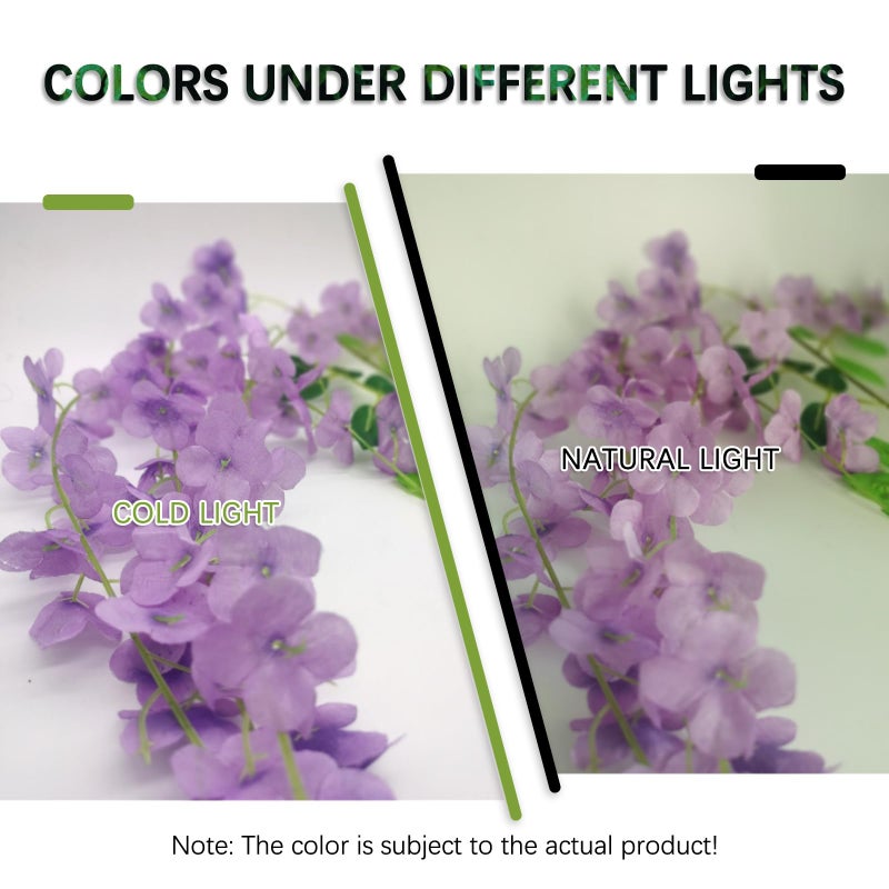 Luerbi 24 Pack Light Purple Wisteria Hanging Flowers Garland  3.77 Ft Light Purple Artificial Wisteria Flower Vines  Fake Light Purple Wisteria  Purple Flower Vine for Backdrop  Hanging Flower Garland Decor - Image 2