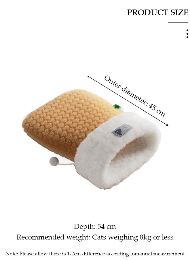 DUNISO Self-Warming Cat Sleeping Bag, Semi Enclosed Sleeping Bag for Cats, Soft Plush Cat Bed Cave for Indoor Cats, Cozy Winter Cat Sack Bed, Warm Pet Mat for Kitten, Comfy Self-Heating Cat Bed with Cave for Winter - Image 2