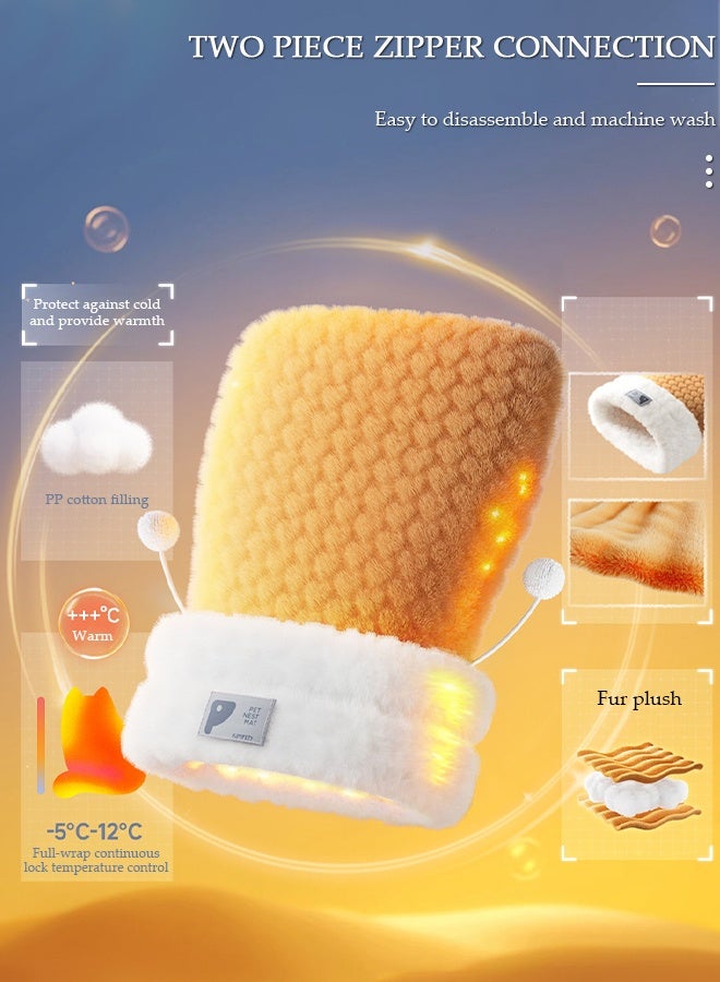 DUNISO Self-Warming Cat Sleeping Bag, Semi Enclosed Sleeping Bag for Cats, Soft Plush Cat Bed Cave for Indoor Cats, Cozy Winter Cat Sack Bed, Warm Pet Mat for Kitten, Comfy Self-Heating Cat Bed with Cave for Winter - Image 3