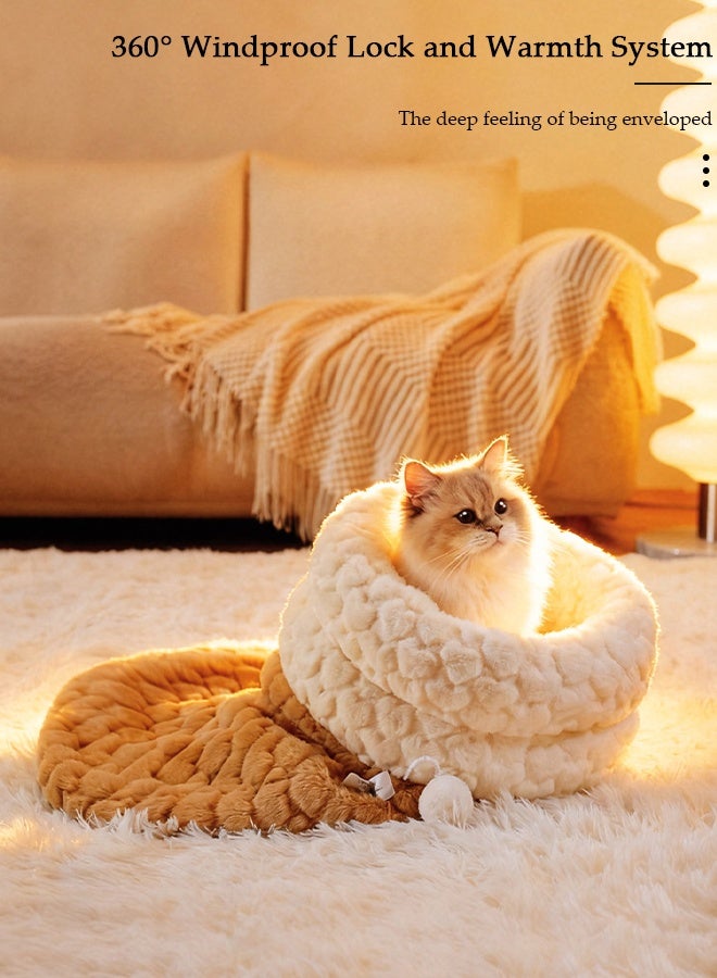 DUNISO Self-Warming Cat Sleeping Bag, Semi Enclosed Sleeping Bag for Cats, Soft Plush Cat Bed Cave for Indoor Cats, Cozy Winter Cat Sack Bed, Warm Pet Mat for Kitten, Comfy Self-Heating Cat Bed with Cave for Winter - Image 4