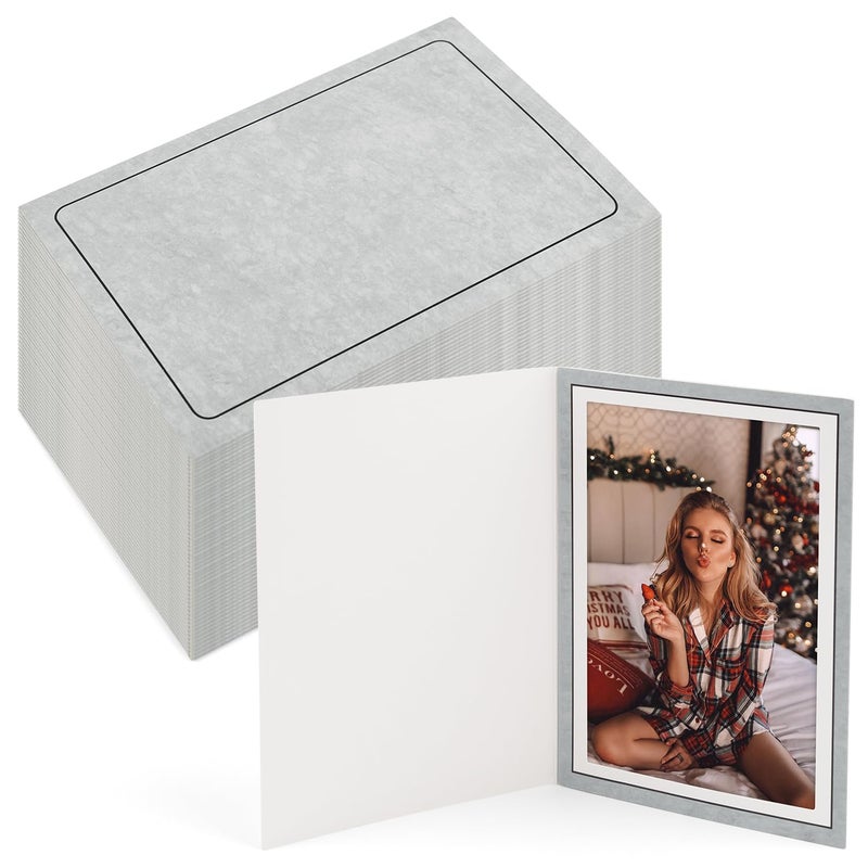 Golden State Art Golden State Art Pack of 100 4x6 Photo Folders Cardboard Picture Frame Paper Frame Cards GreetingsInvitation Special Events Graduation Christmas Wedding Grey 